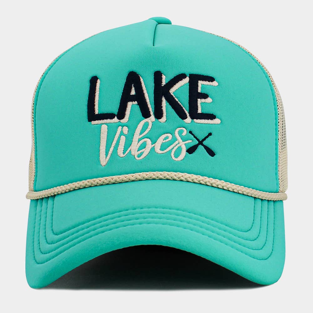 LAKE LIFE Message Embroidered Mesh Back Trucker Hat