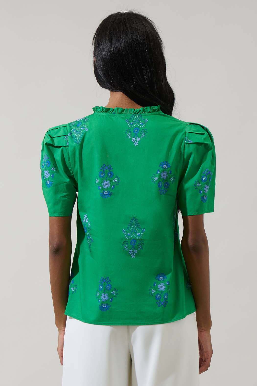 Halina Floral Gettie Ruffle Top