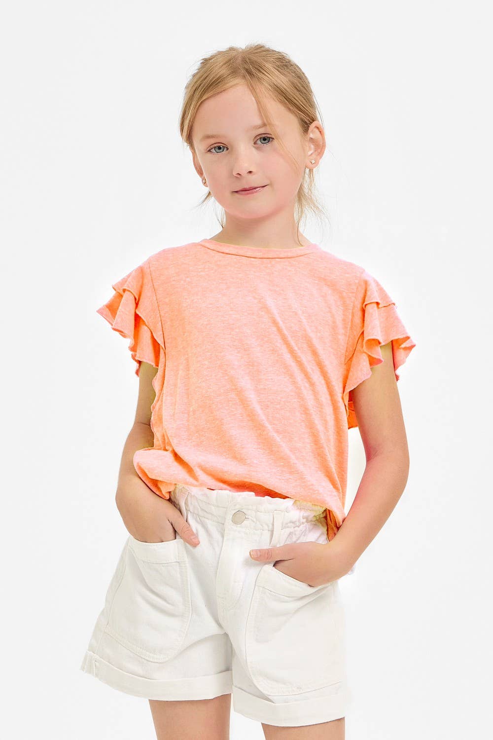 Tiered Flutter Sleeves Knit Top