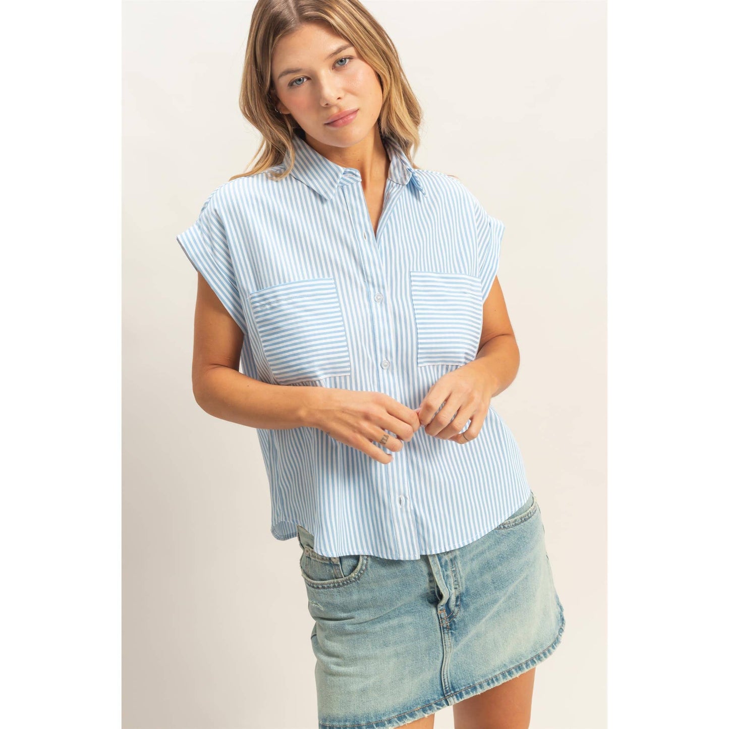 Button-Up Striped Shirt