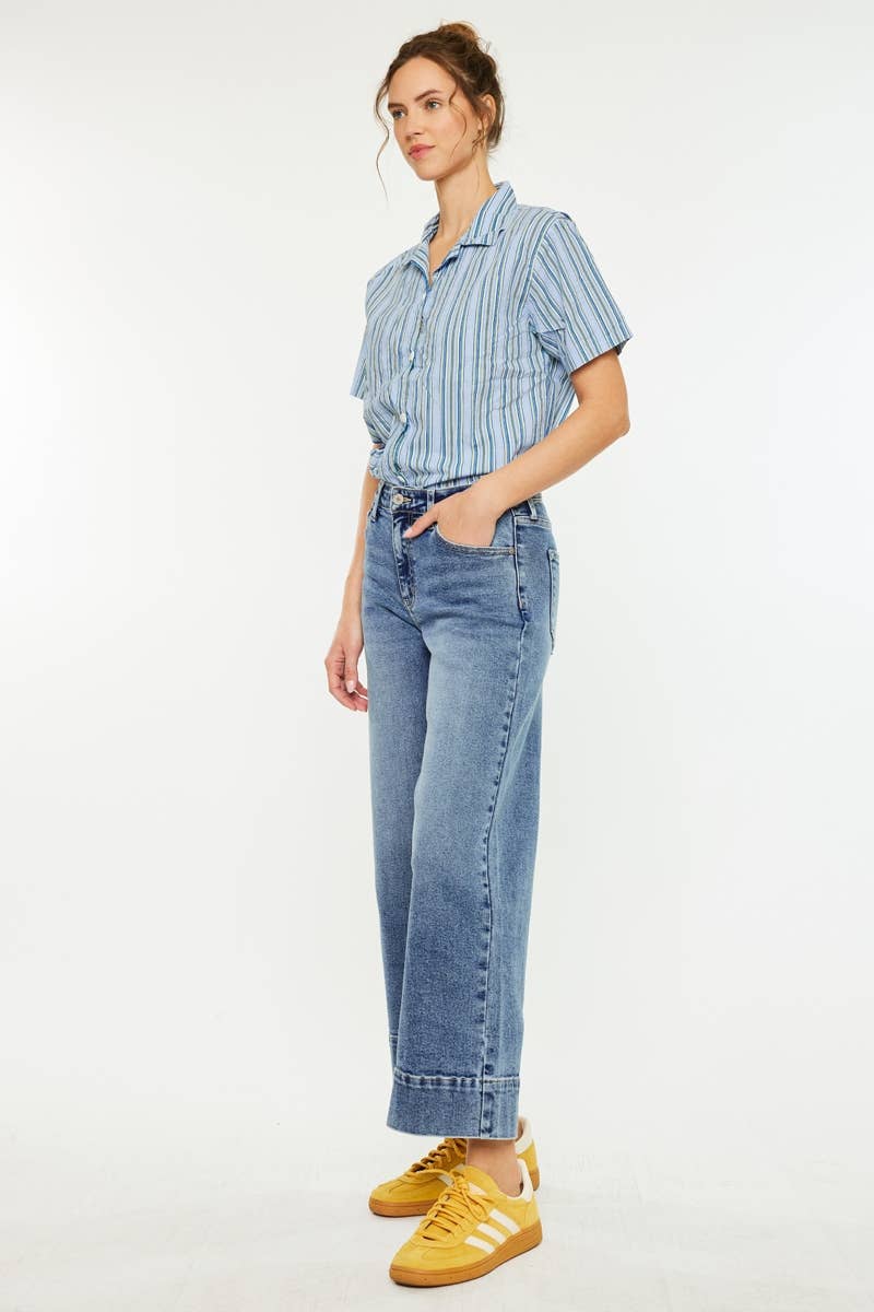 OPEN PACK HIGH RISE CROP WIDE JEANS-KC7479D