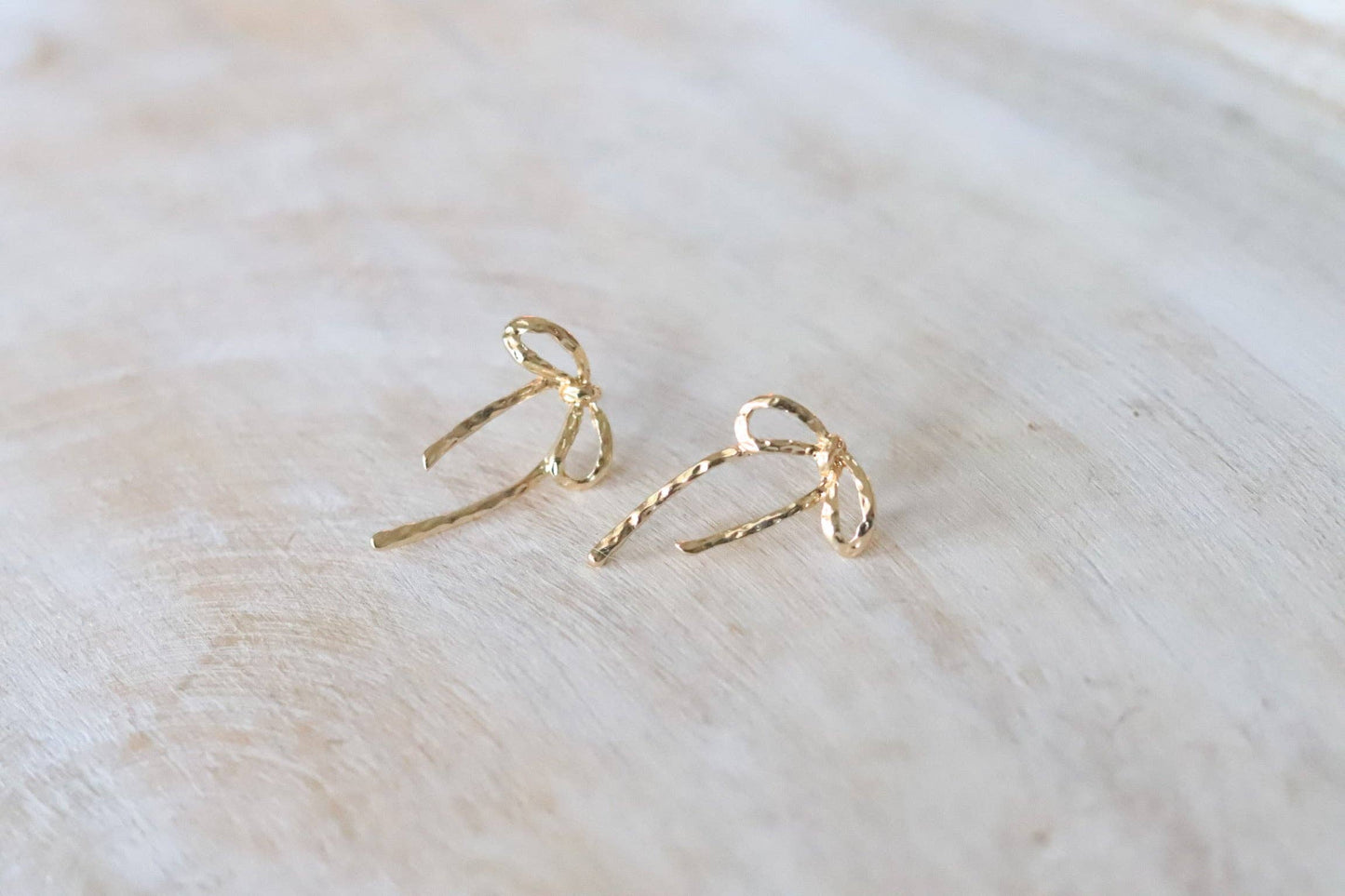 Textured Ribbon Drop Earrings | Bow Earrings