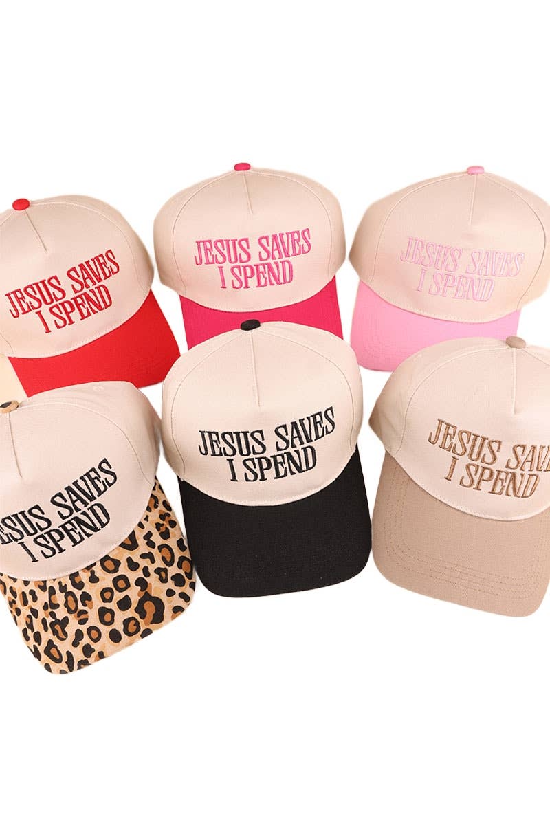 Jesus Saves I Spend Two Tone Canvas Cotton Cap