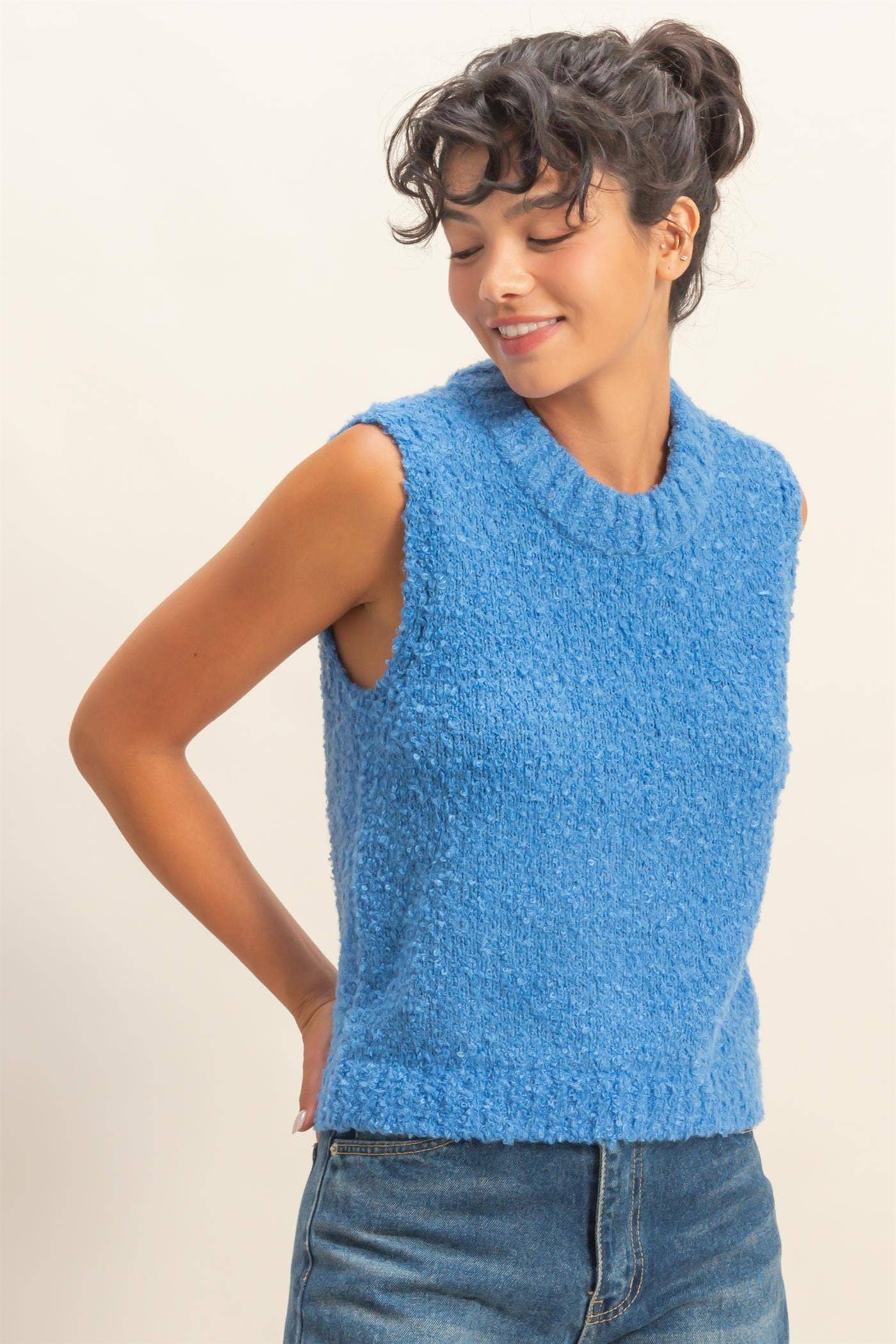 Crew Neck Sleeveless Sweater