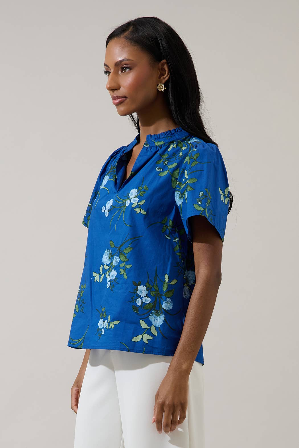 Sendra Floral Reva Split Neck Top