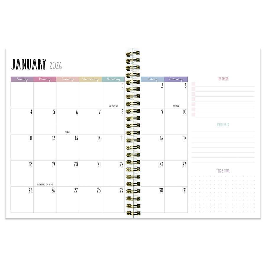 July 2025 - June 2026 Purple Polka Weekly Monthly Planner