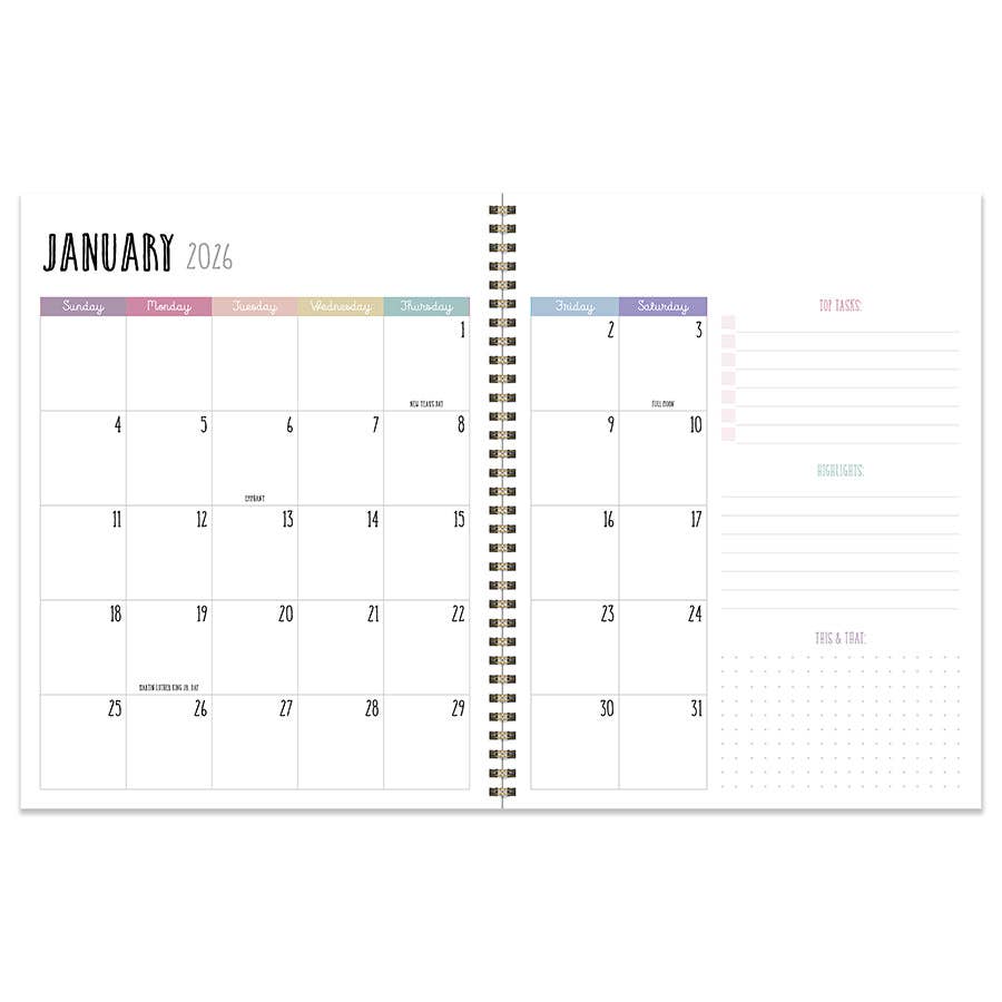 July 2025 - June 2026 Striped Large Weekly Monthly Planner
