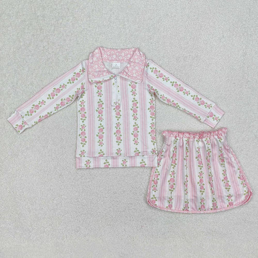 Baby Girls Pink Flowers Zip Top Skirt Skort Bottoms Sets