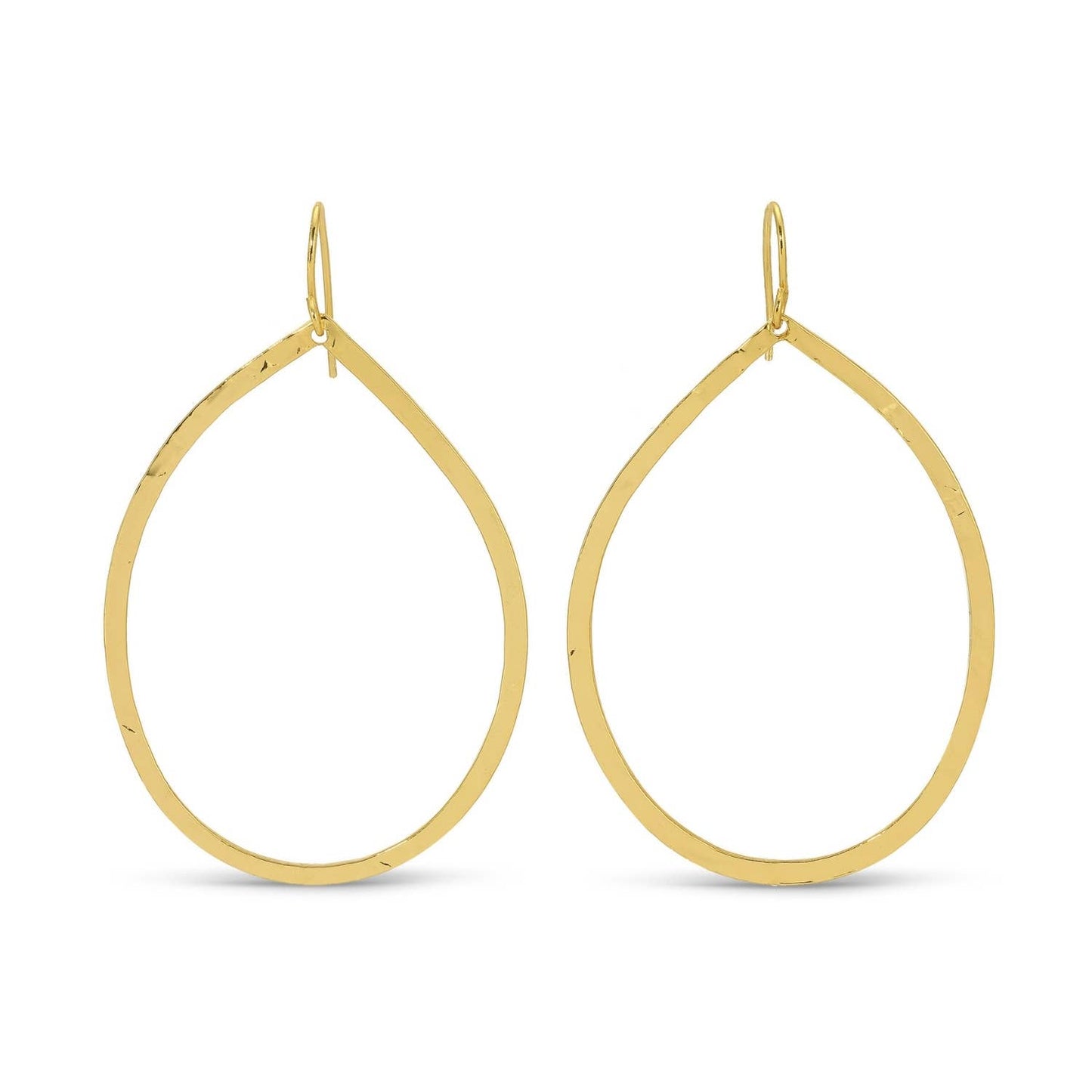 Large Lightly Hammered Open Teardrop Earrings