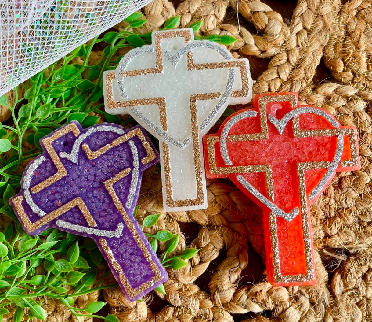 Cross with Heart Car Freshie 