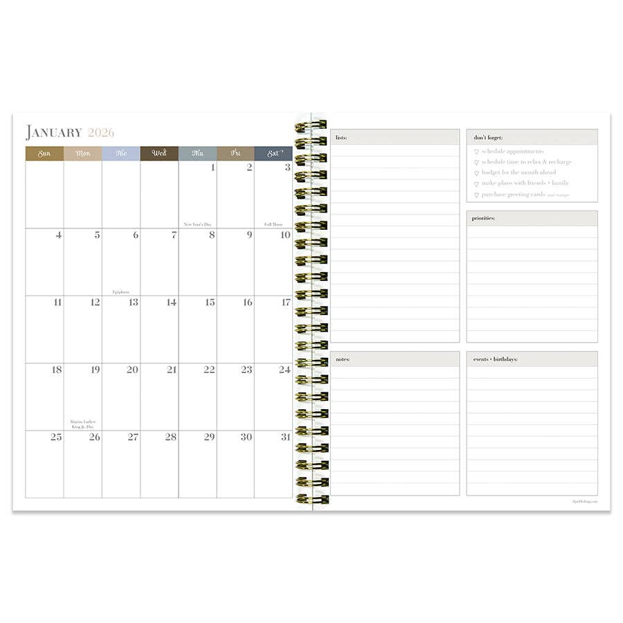 Rustic Floral Medium Weekly Monthly Planner 2025-2026