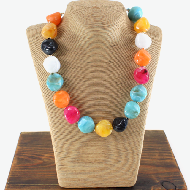 N26101 Bold Beaded Statement Necklace (18")