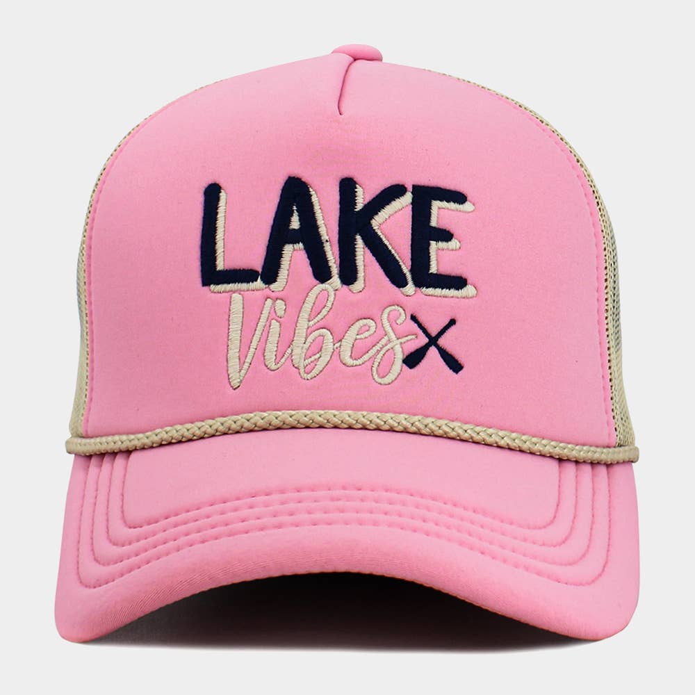 LAKE LIFE Message Embroidered Mesh Back Trucker Hat