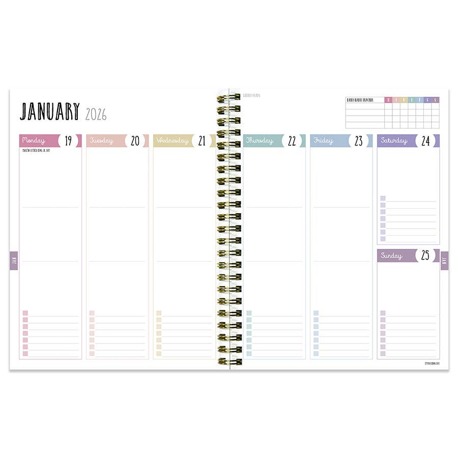 July 2025 - June 2026 Purple Polka Weekly Monthly Planner