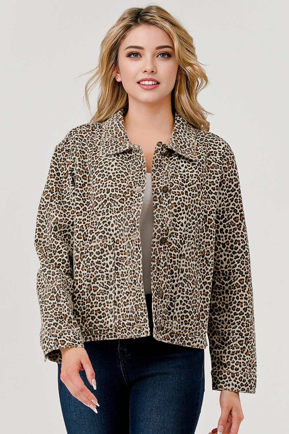 Leopard Print, Animal Print Denim Jacket