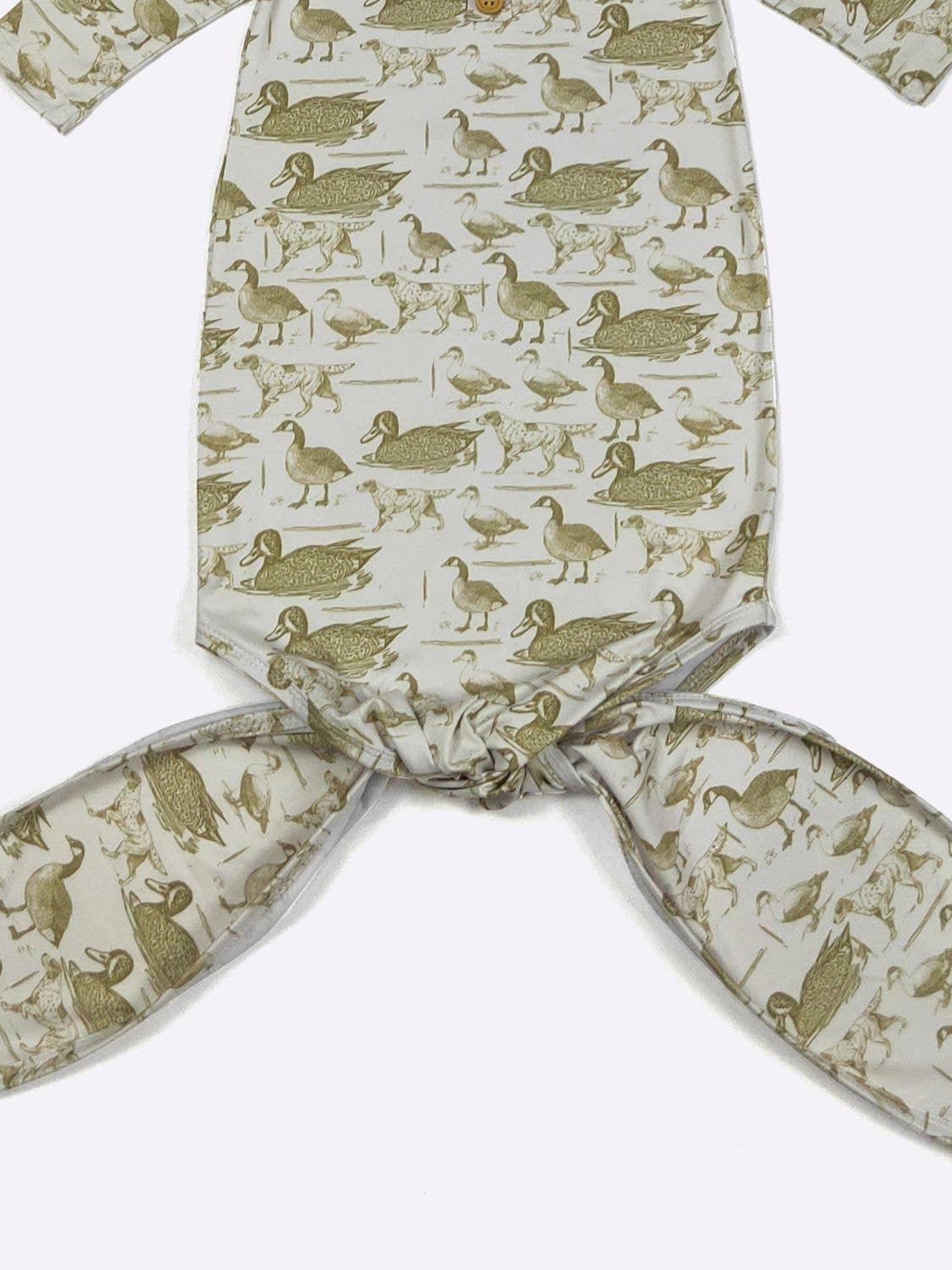 Olive Duck Hunt Baby Knotted Gown