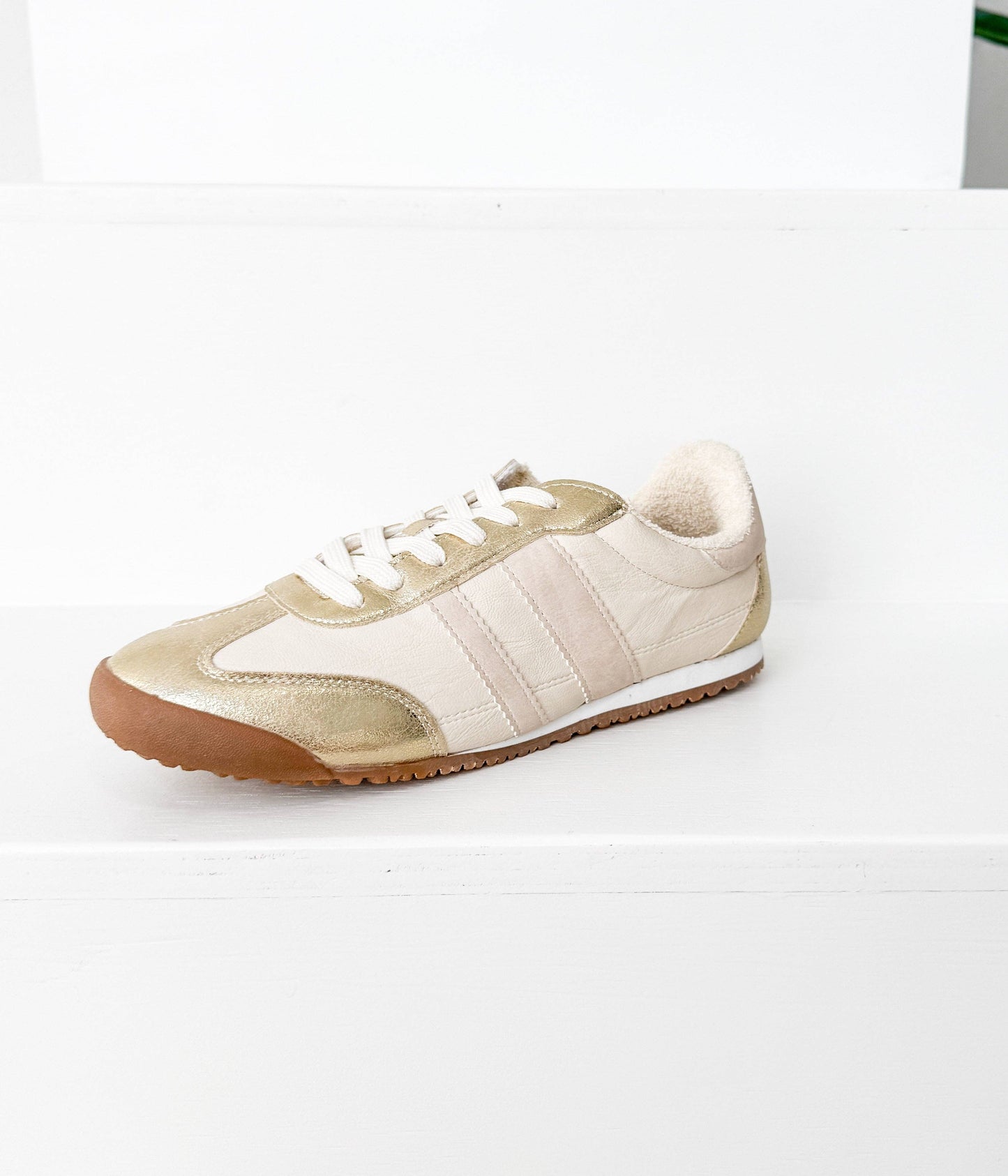 Madrid Sneaker in Beige and Gold