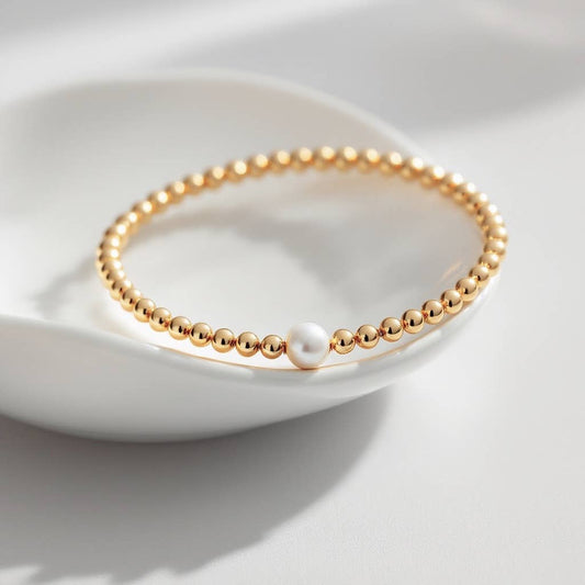 AUDREY | Stretchy Anti-Tarnish Gold Filled & Pearls Bracelet
