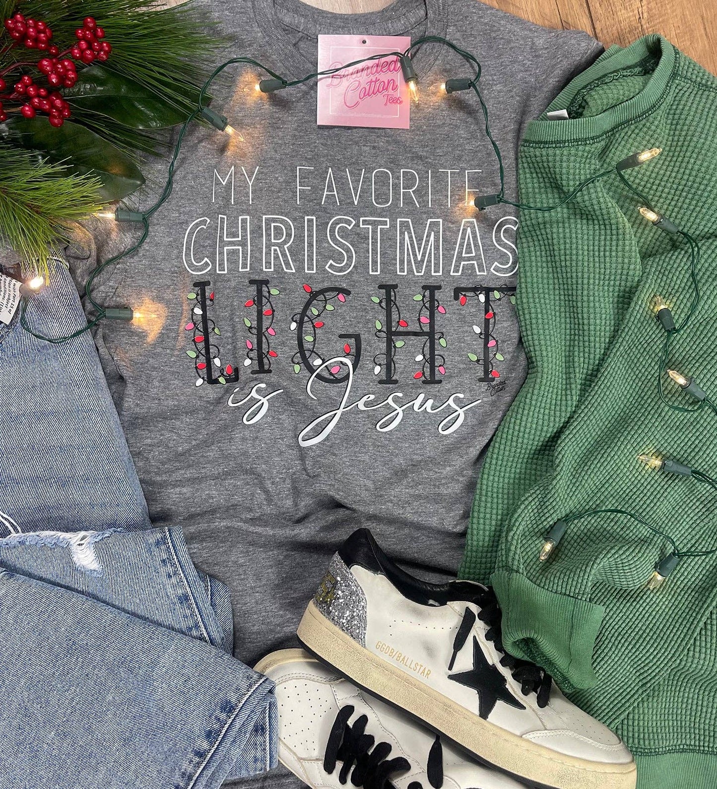 Christmas Light Jesus Tee