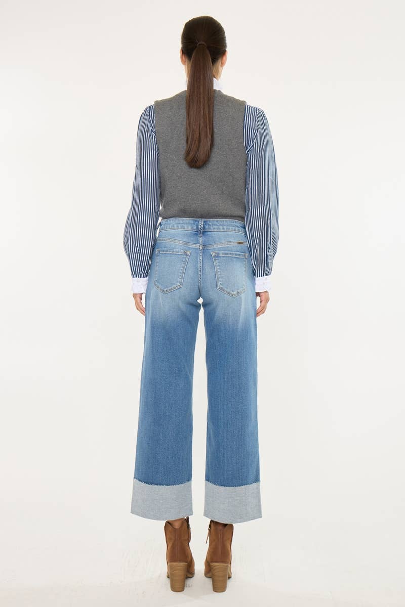 MID RISE CROP WIDE LEG JEANS-KC9450M