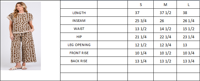 LEOPARD PRINT SCUBA TOP AND PANTS SETS