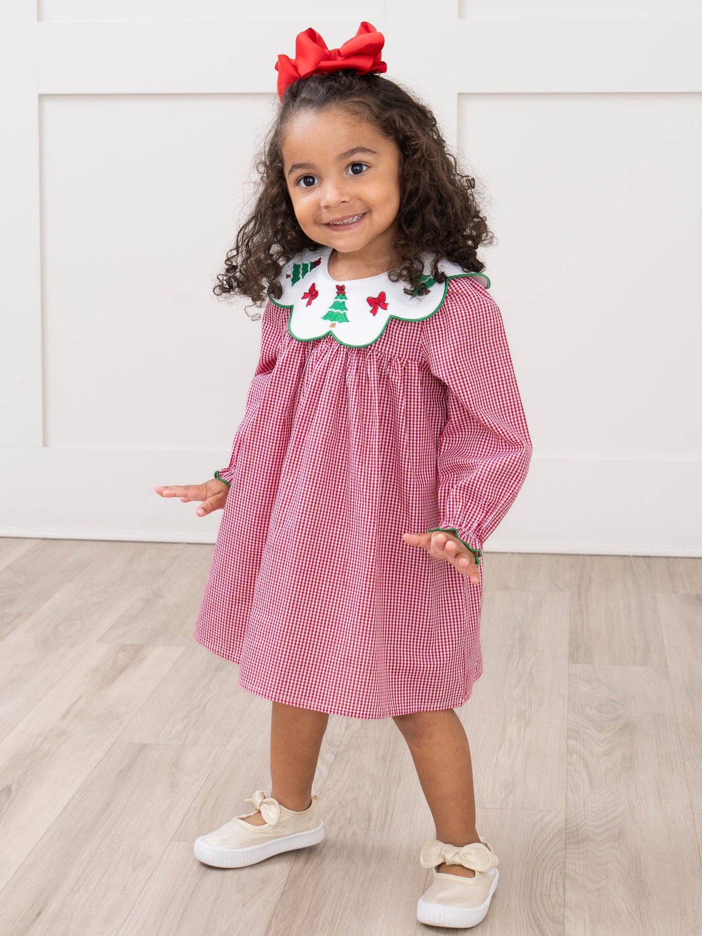 Festive Bow & Tree Cotton Dress