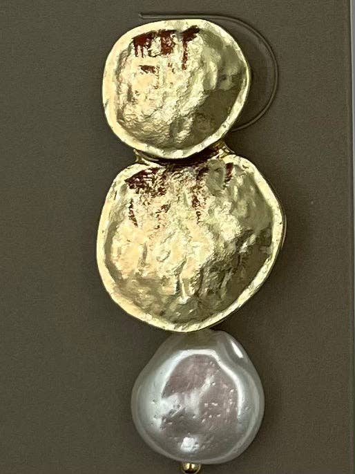 CHIC - Textured Double Drop (gold/pearl) BER607