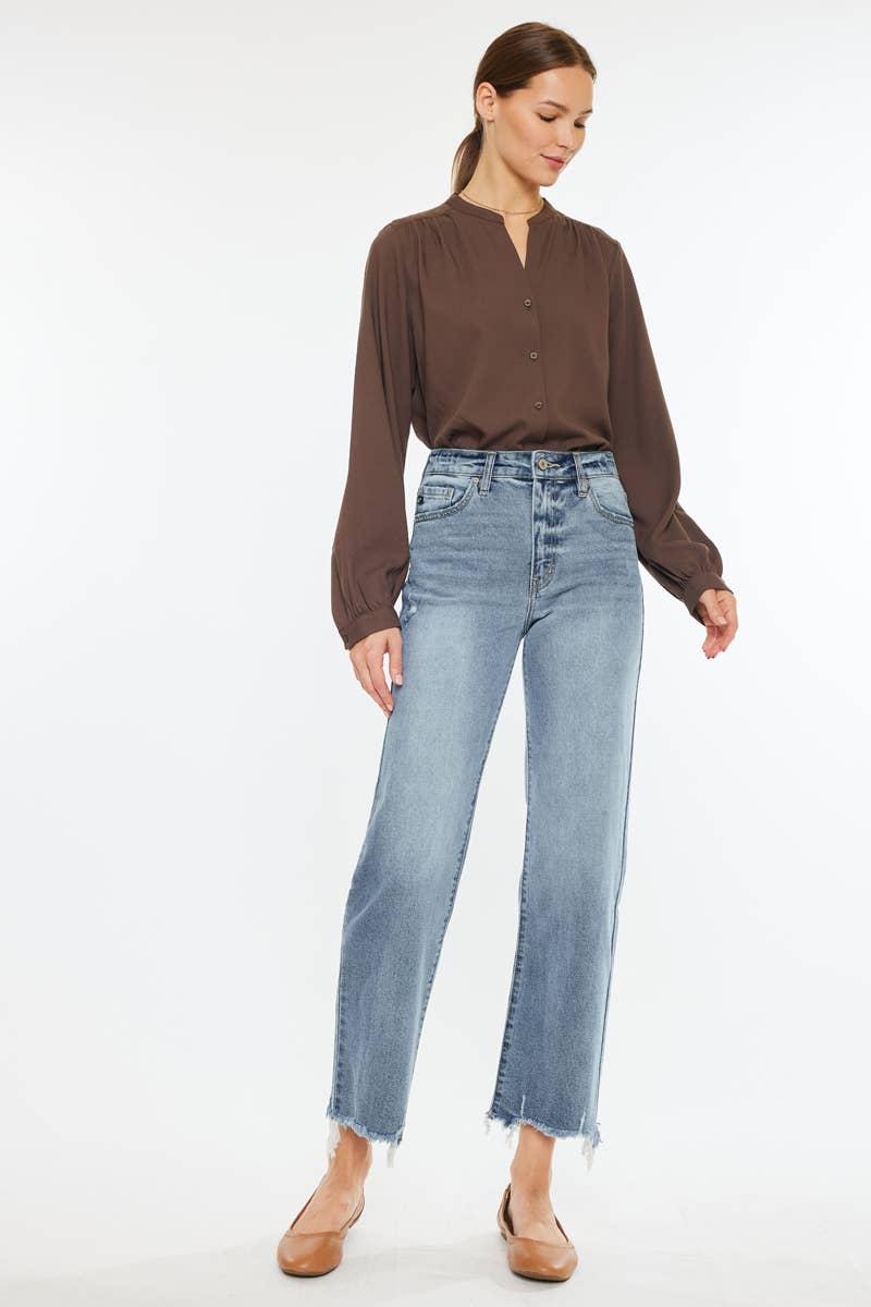 OPEN PACK HIGH RISE SLIM WIDE LEG JEANS-KC2565L