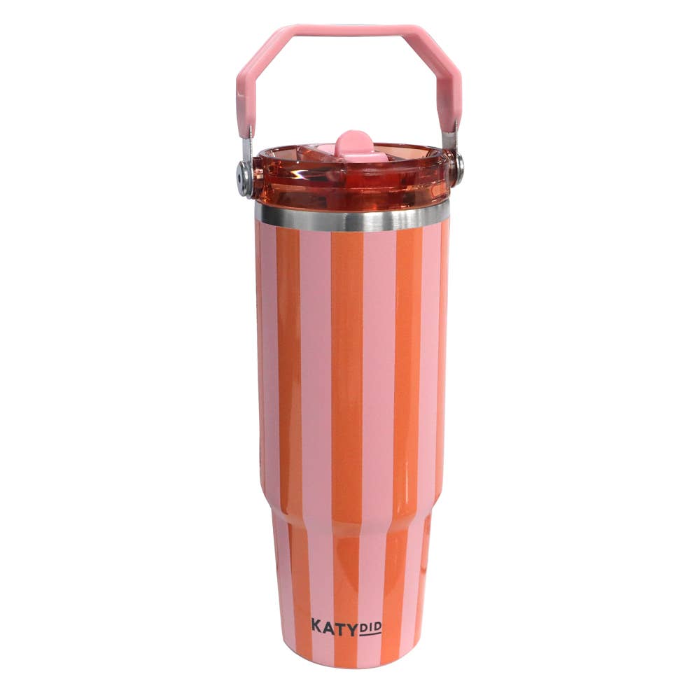 Pink and Orange Striped 30 Oz Cabana Tumbler