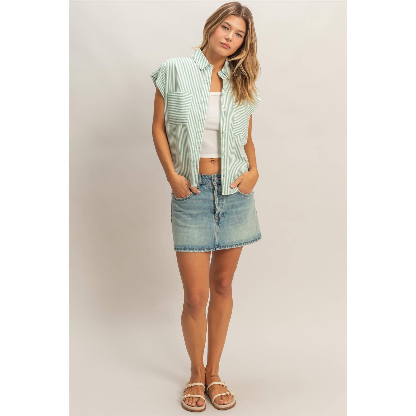 Button-Up Striped Shirt