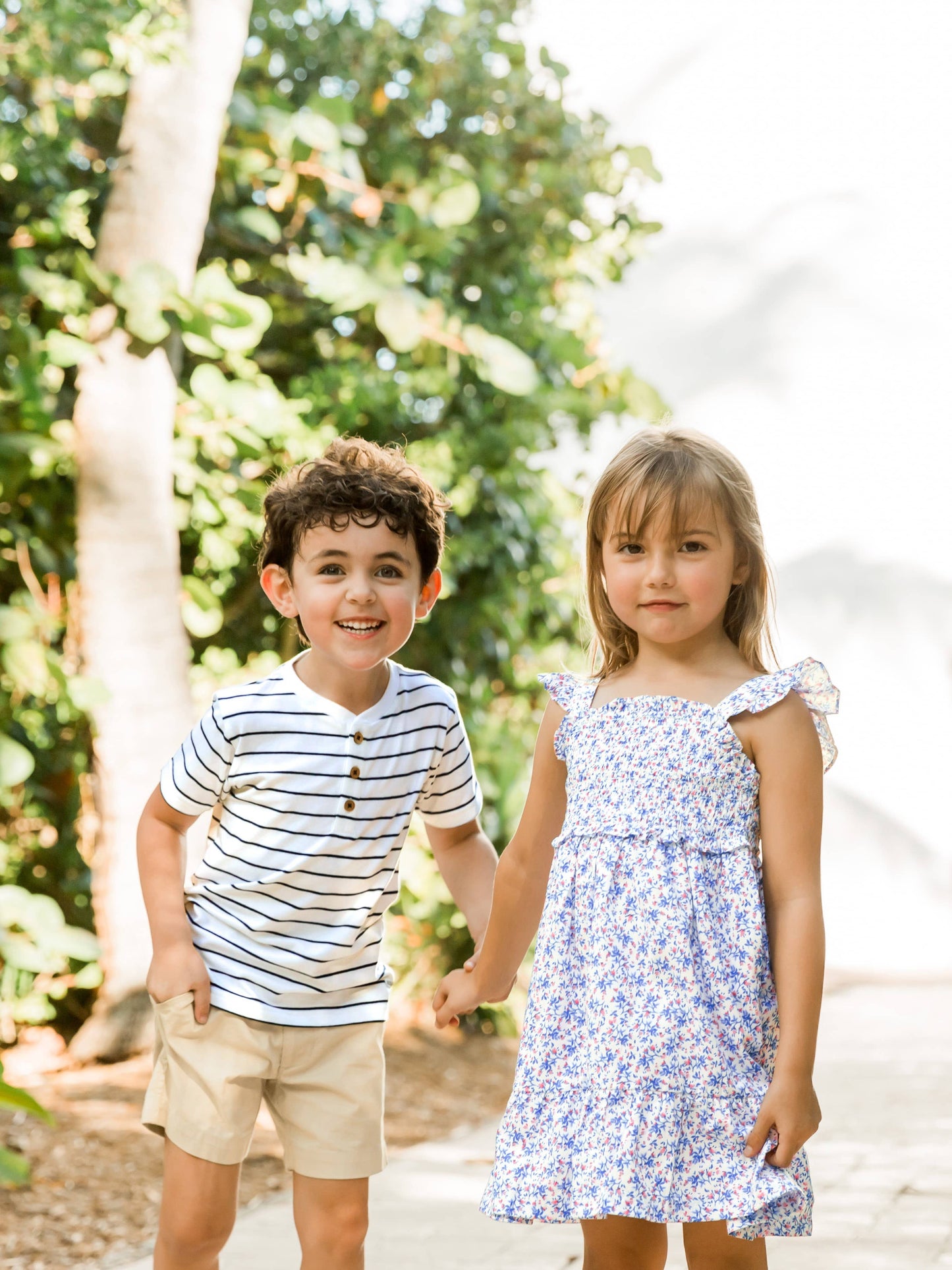 Boys White & Navy Stripe Short Sleeve Henley