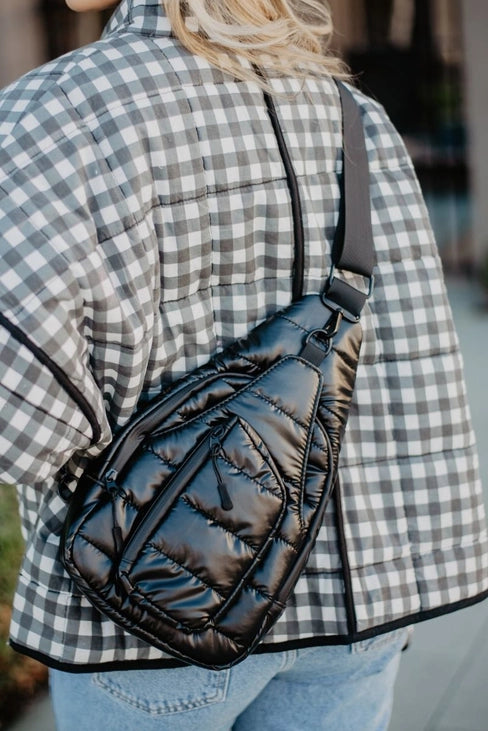 Black Metallic Sling Bag