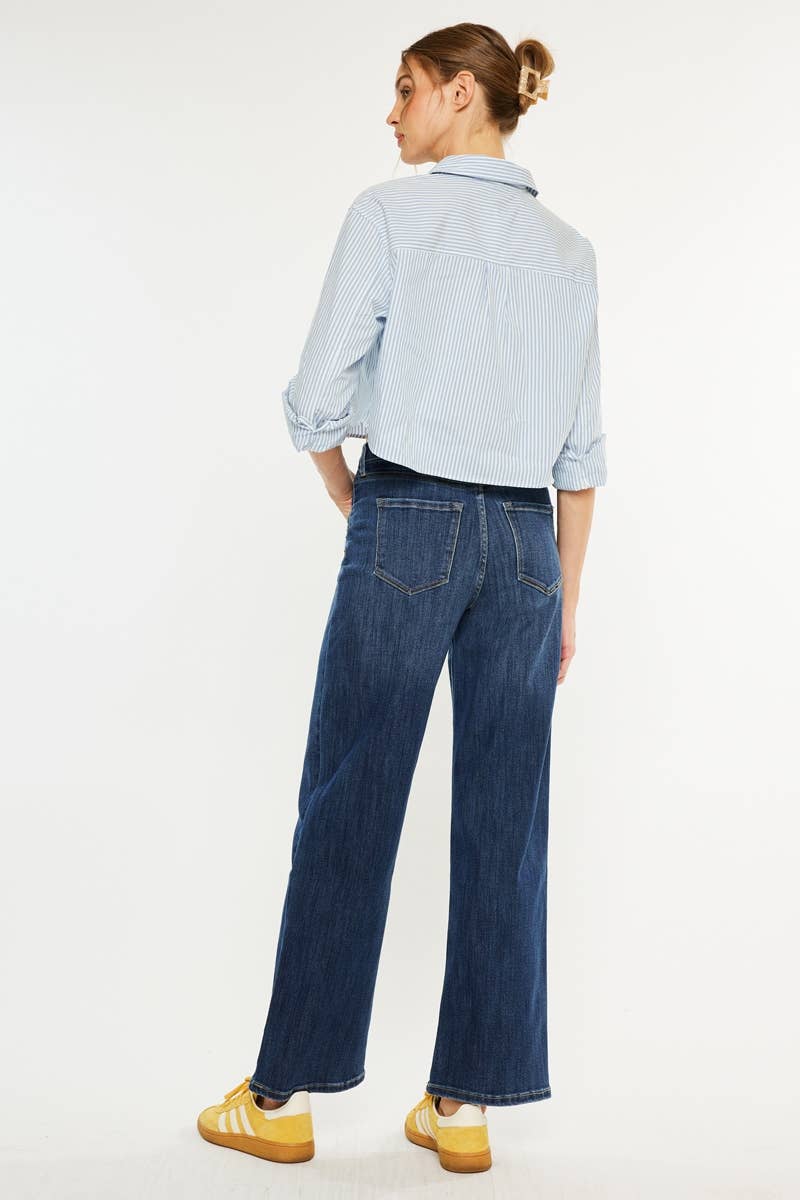 CRATER  OPEN PACK HIGH RISE WIDE LEG JEANS-KC20030D