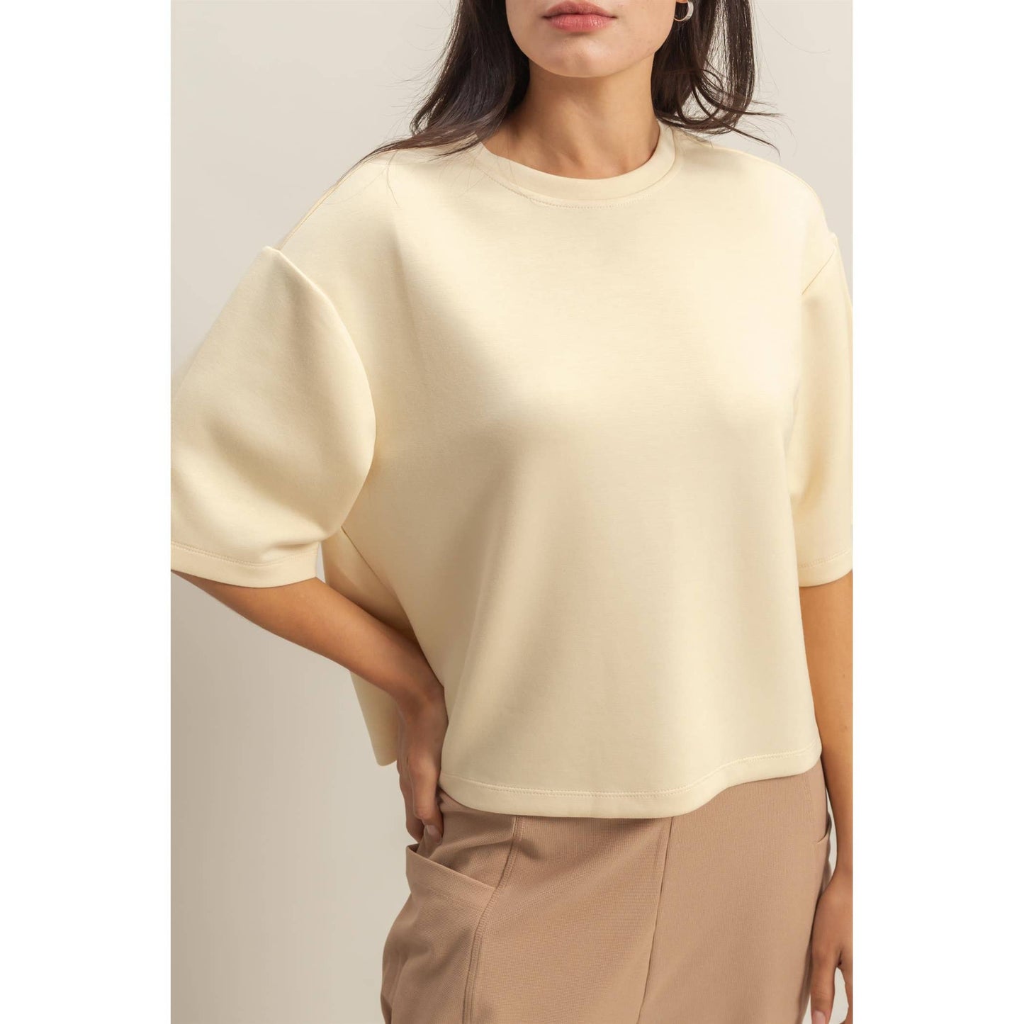 Double Knit Drop Shoulder Everyday Basic Top