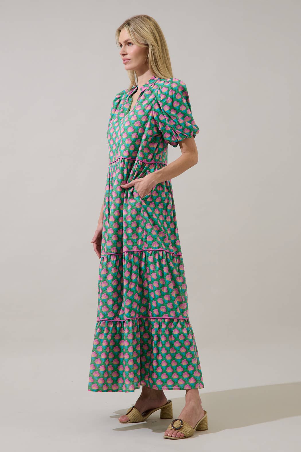 Gercy Abstract Renley Tiered Maxi Dress