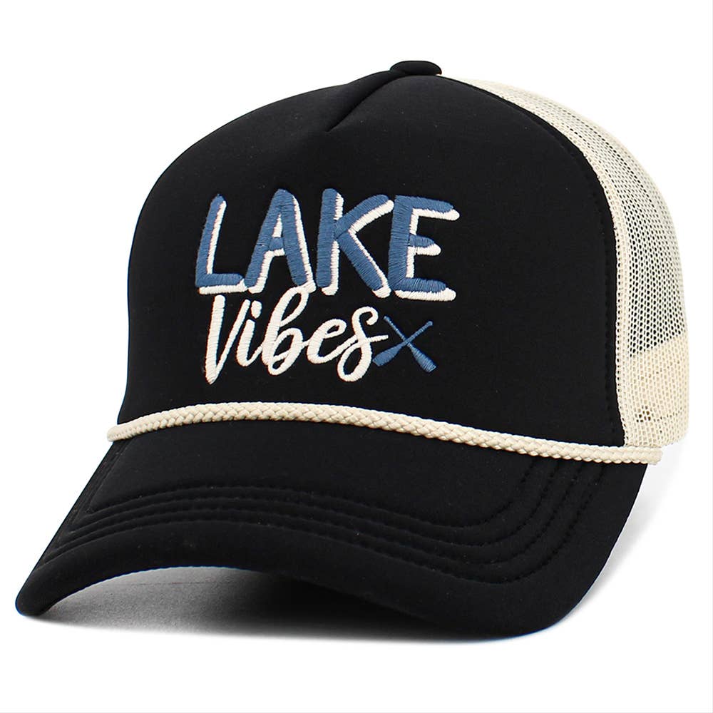 LAKE LIFE Message Embroidered Mesh Back Trucker Hat