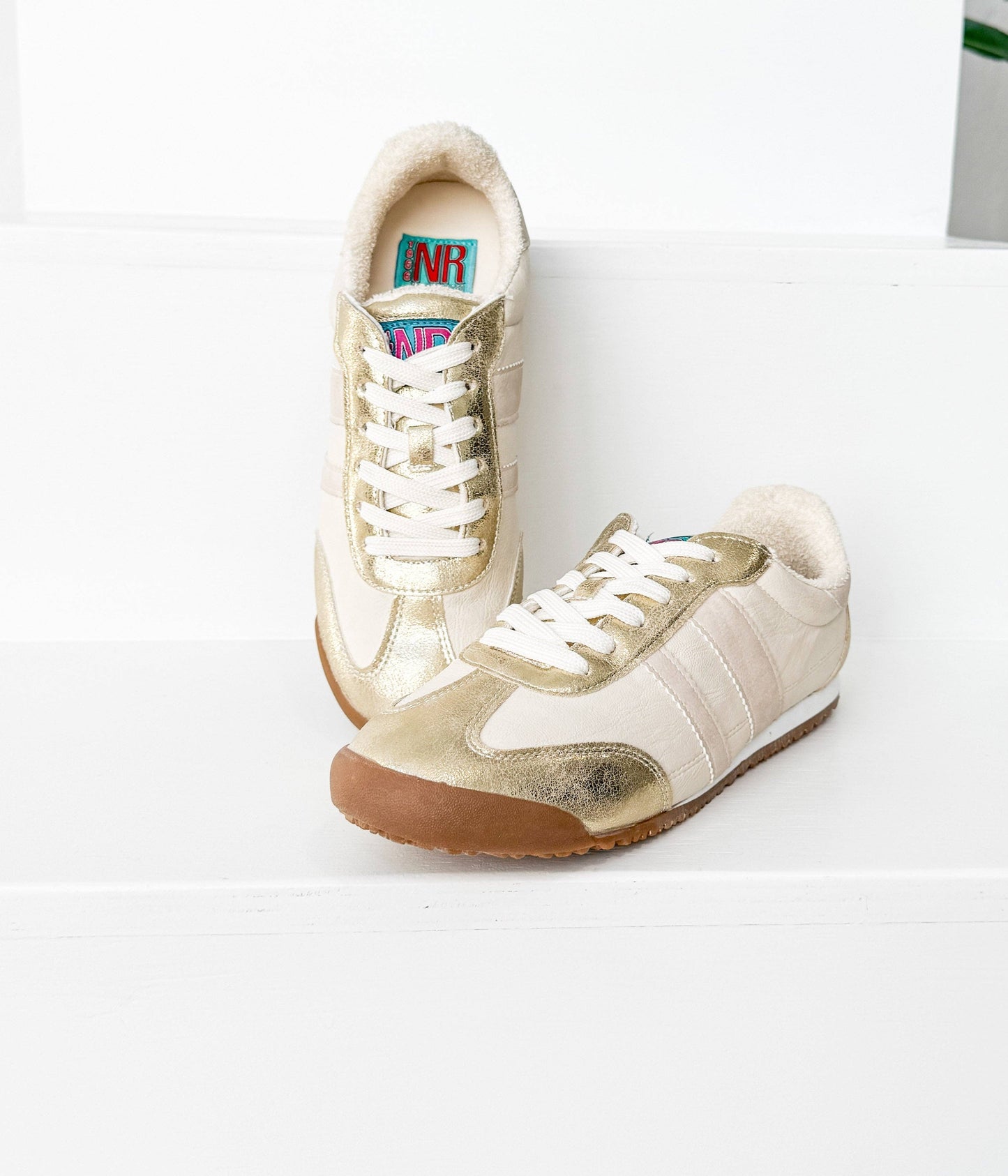 Madrid Sneaker in Beige and Gold