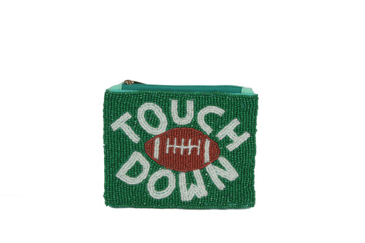 Ladies Fully Beaded Touch Down Theme Coin Purse