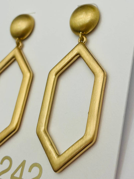 GOLDEN - Hexagon Dangle (brushed matte gold) ER531