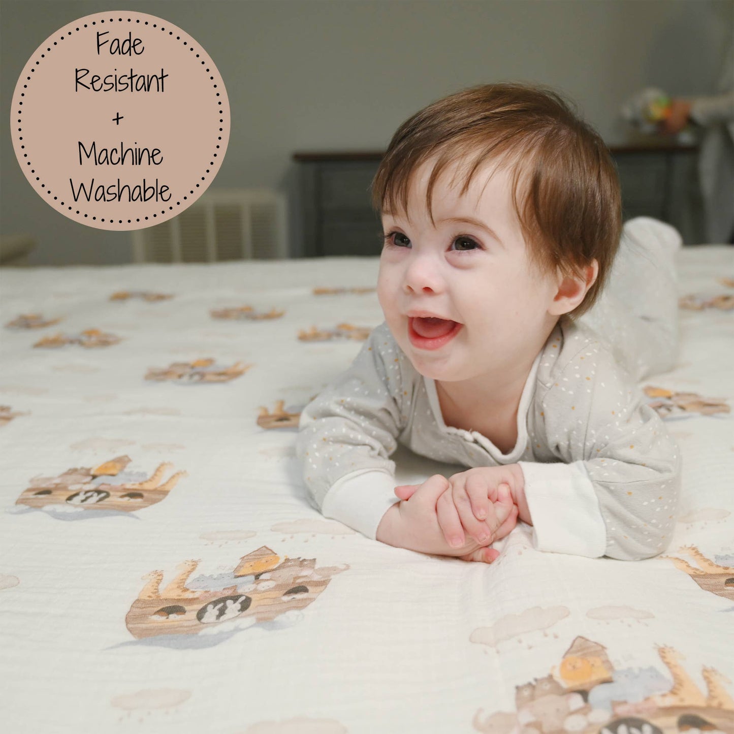 Noah's Ark Baby Muslin Swaddle Blanket