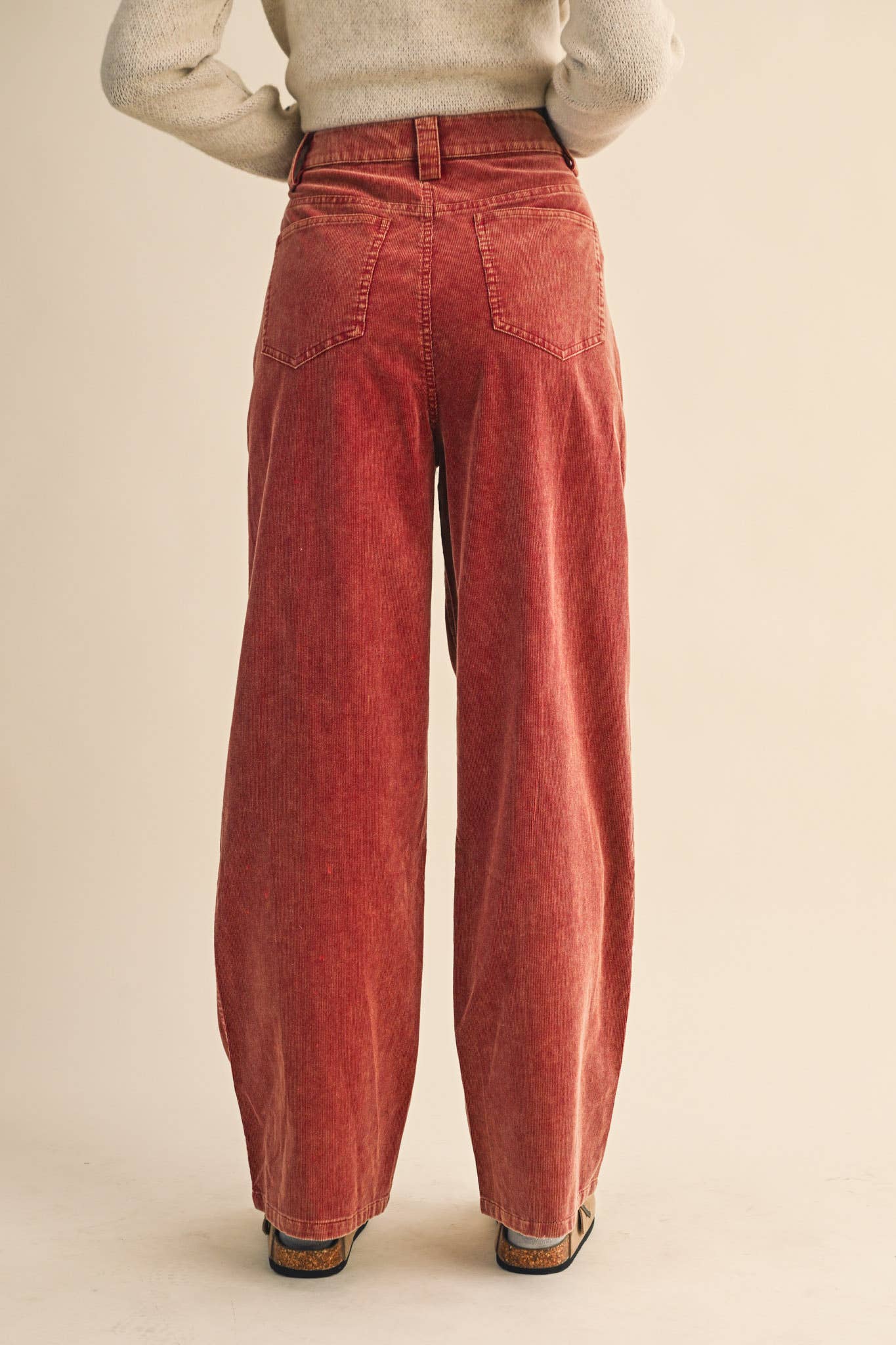 CORDUROY HIGH WAIST WIDE LEG PANTS MP4263