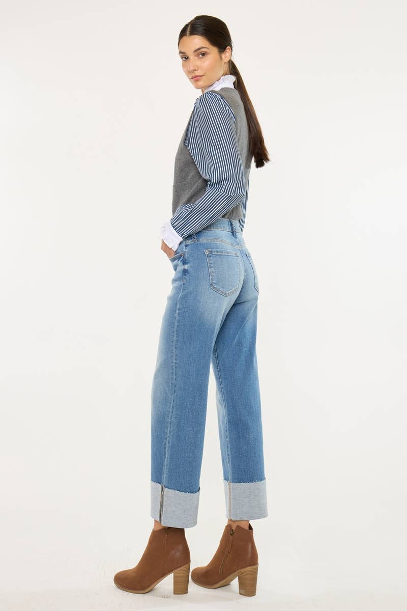 MID RISE CROP WIDE LEG JEANS-KC9450M