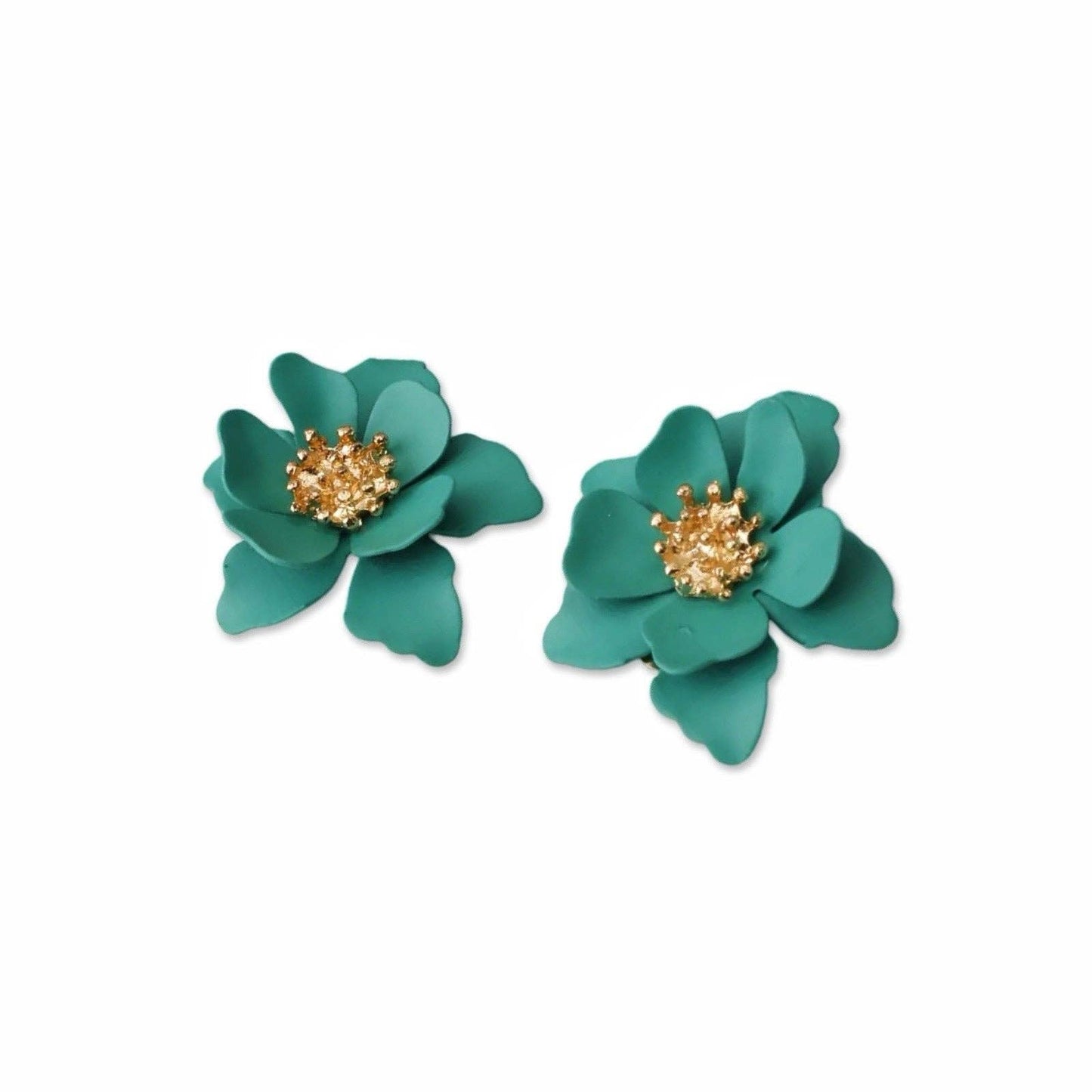 Green Petal Stud Earrings | Flower Stud Earring