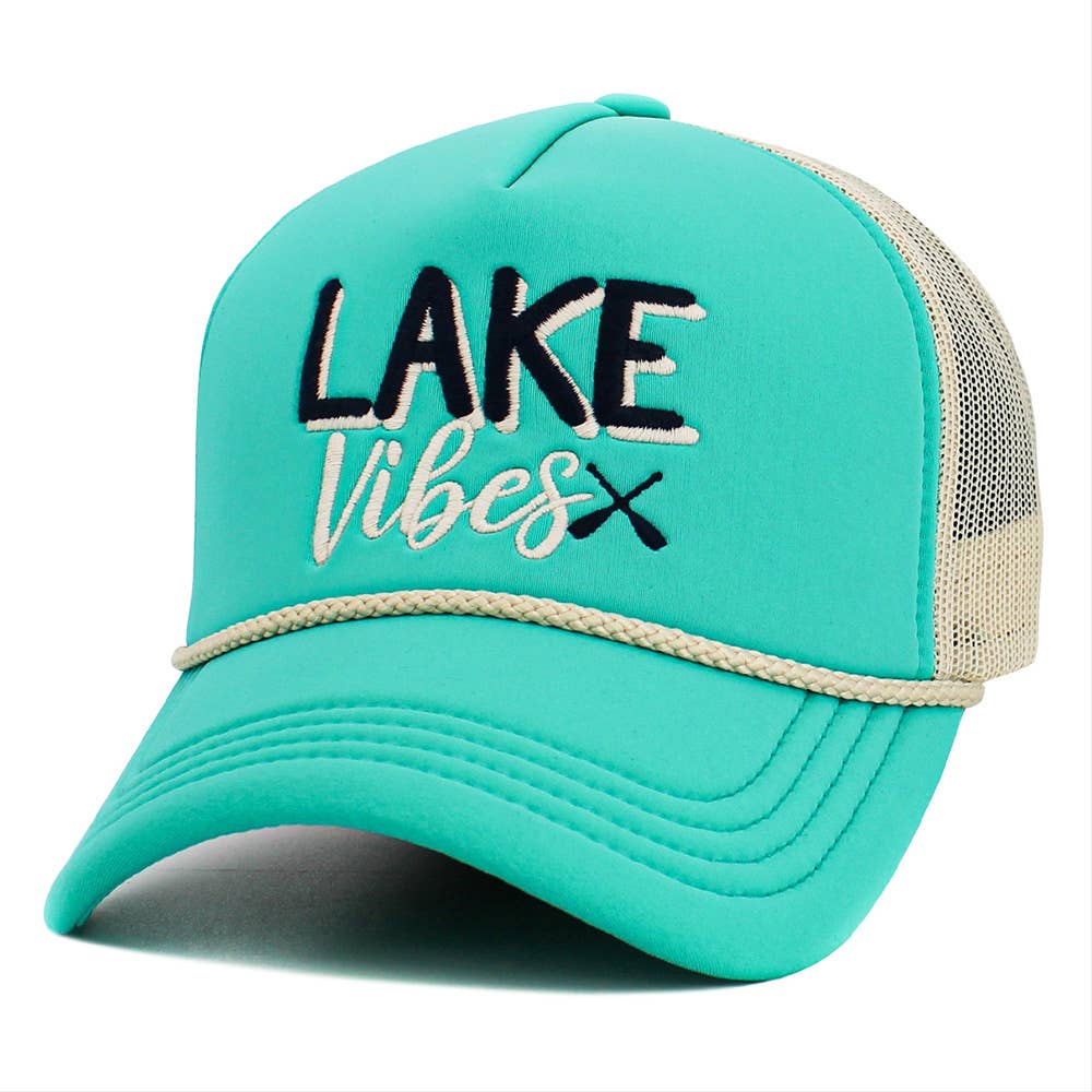 LAKE LIFE Message Embroidered Mesh Back Trucker Hat