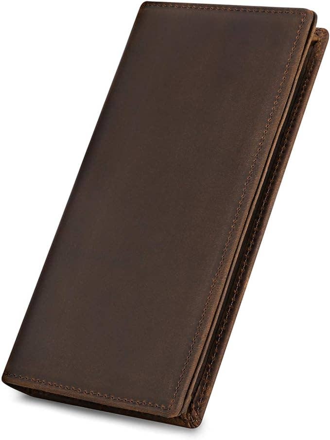 Genuine Leather Bifold Wallet Long Wallets for Men Women