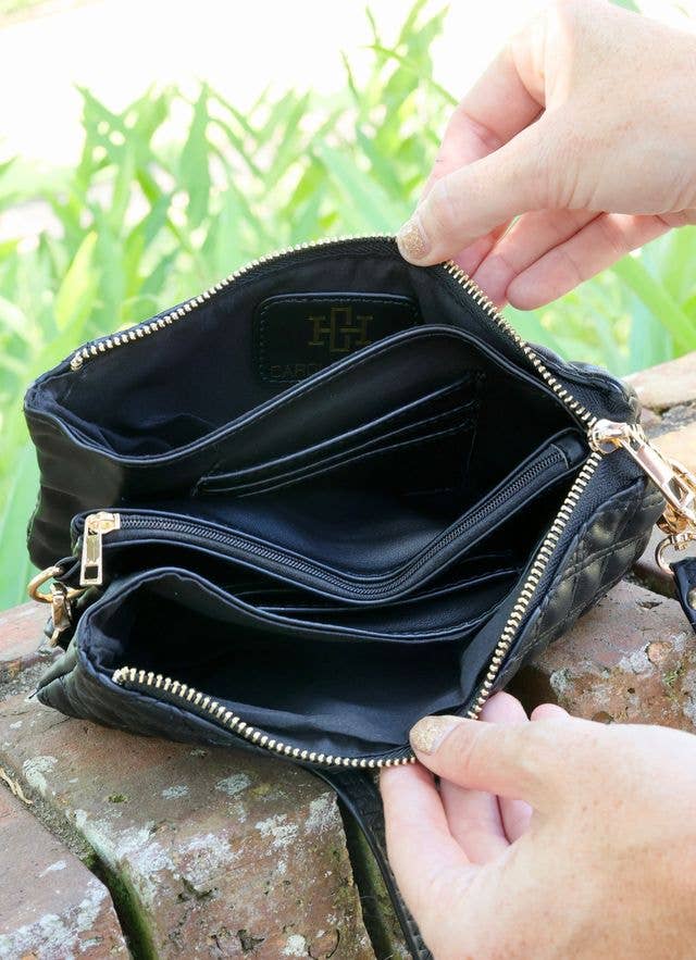 Liz Custom Collection Crossbody Bag BLACK QUILTED SQ