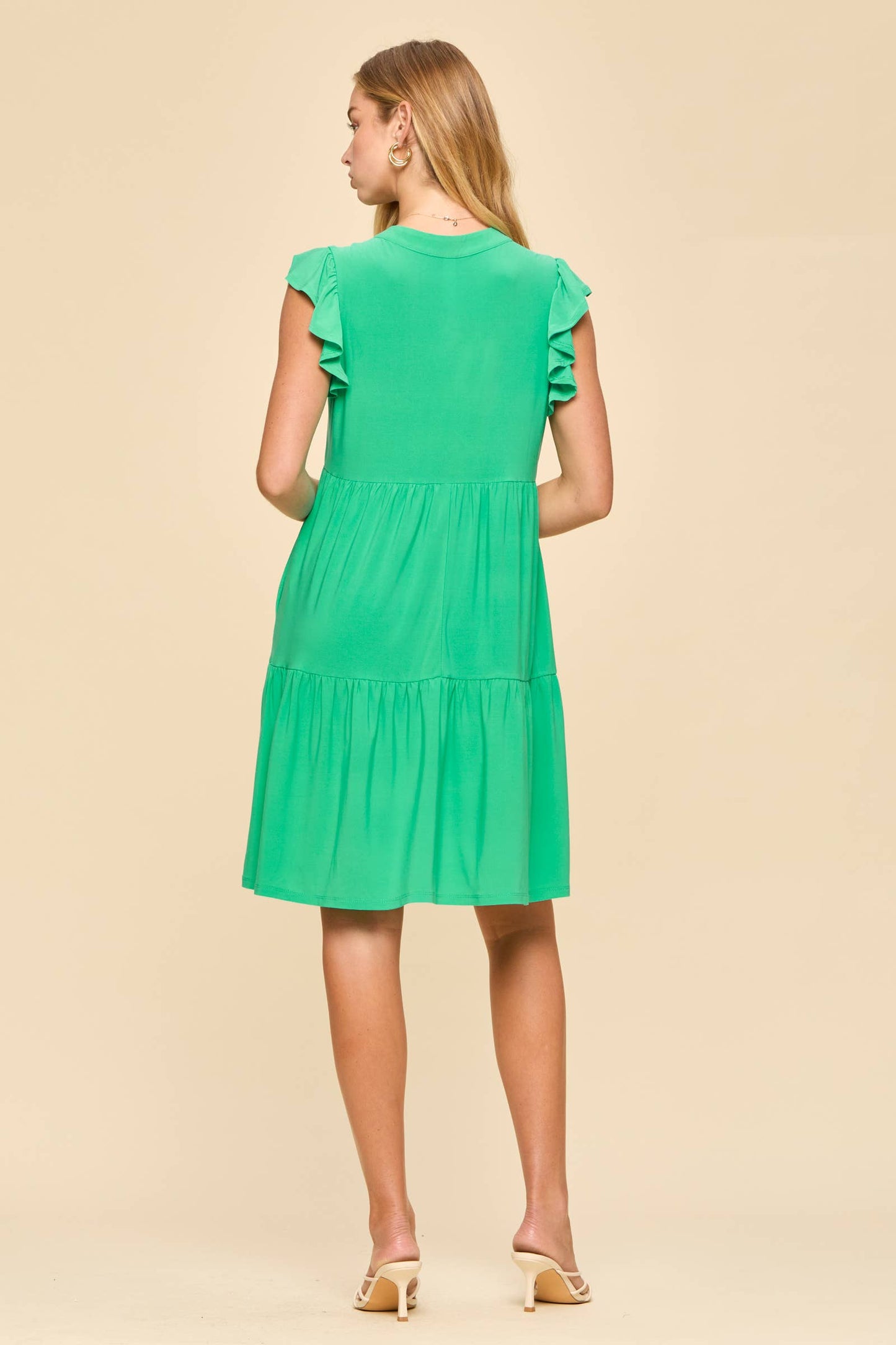 Flutter Sleeve Tiered Forever Dress