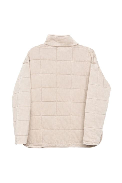 Beige Lightweight Quilted Garment Washed Jacket