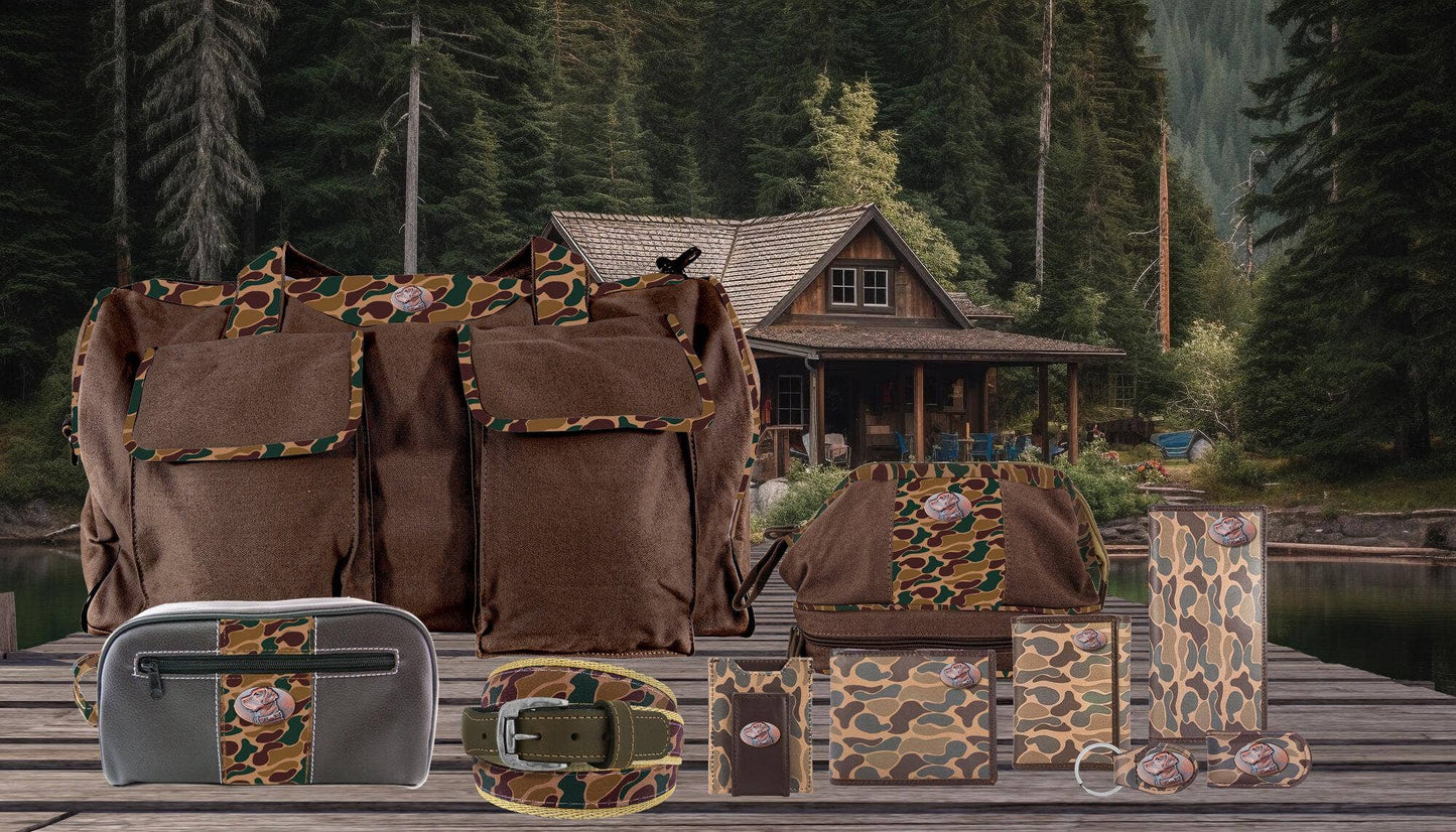 Lab Men's Magnetic Front Pocket Old School Camo Leather Wallet.