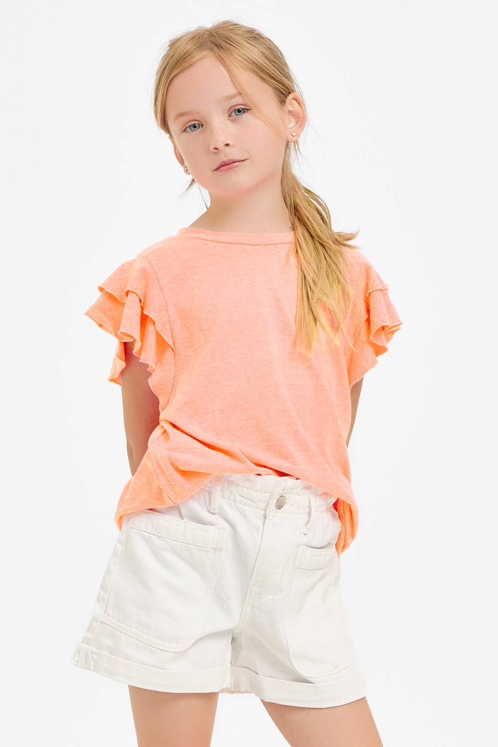 Tiered Flutter Sleeves Knit Top